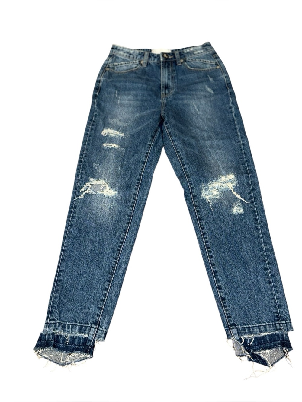 One X Oneteaspoon Distressed Denim Jeans 26 Med Wash Raw Hem Festival Indie